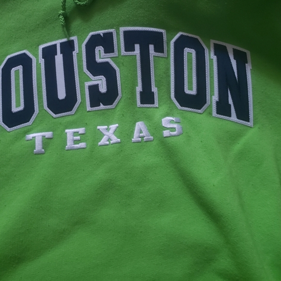 Lime Green & Navy Houston Texas Hoodie - Picture 2 of 4